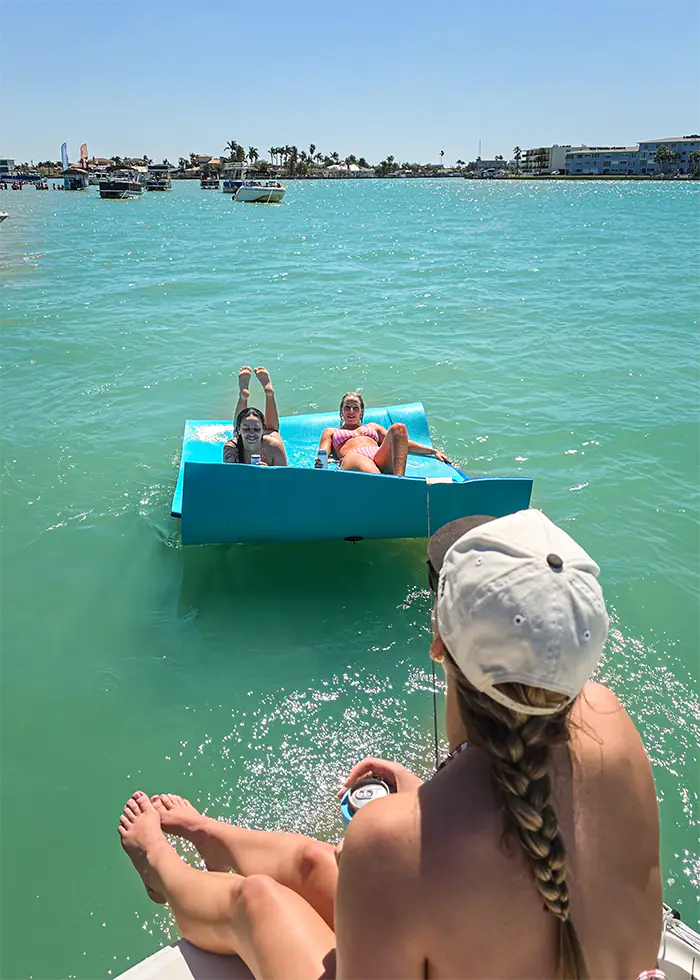Float mat on Tampa Bay boat charter.