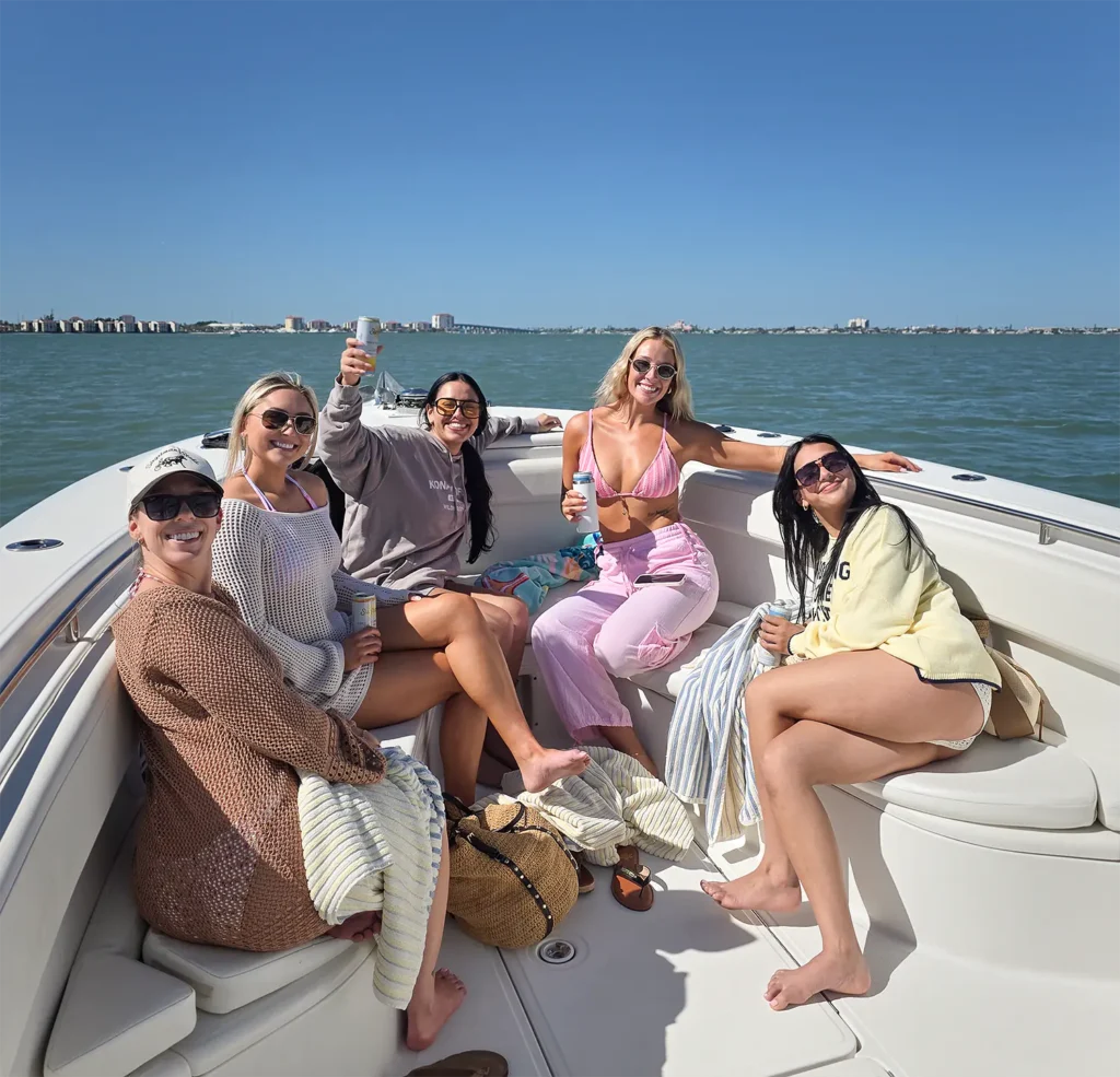 Girls' day out on a boat charter on Tampa Bay.